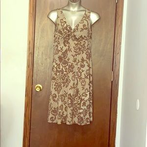 London Times knee-length Brown and Cream Dress 14